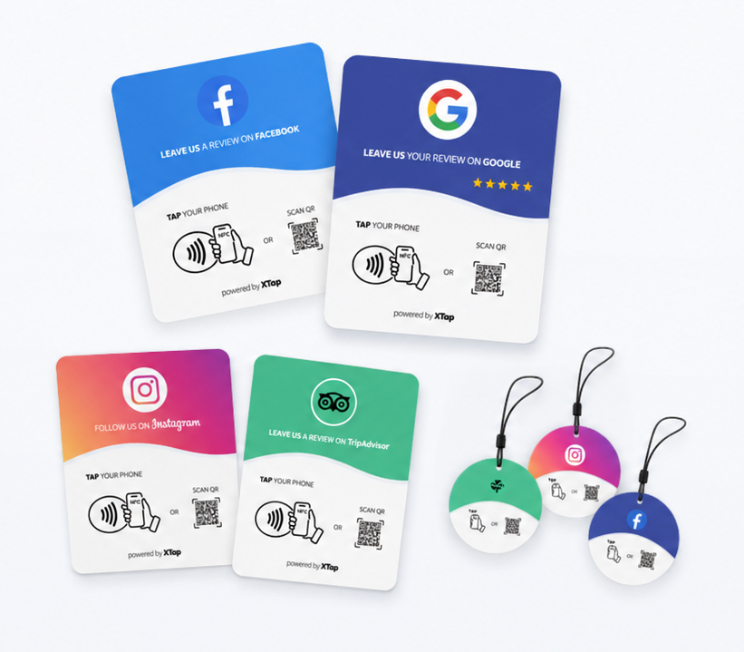 XTap review cards and tags